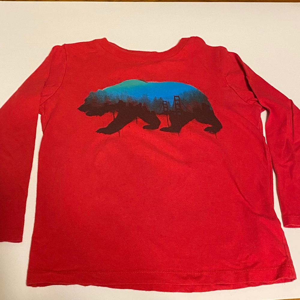 Old Navy Kids XS long sleeve red bear T